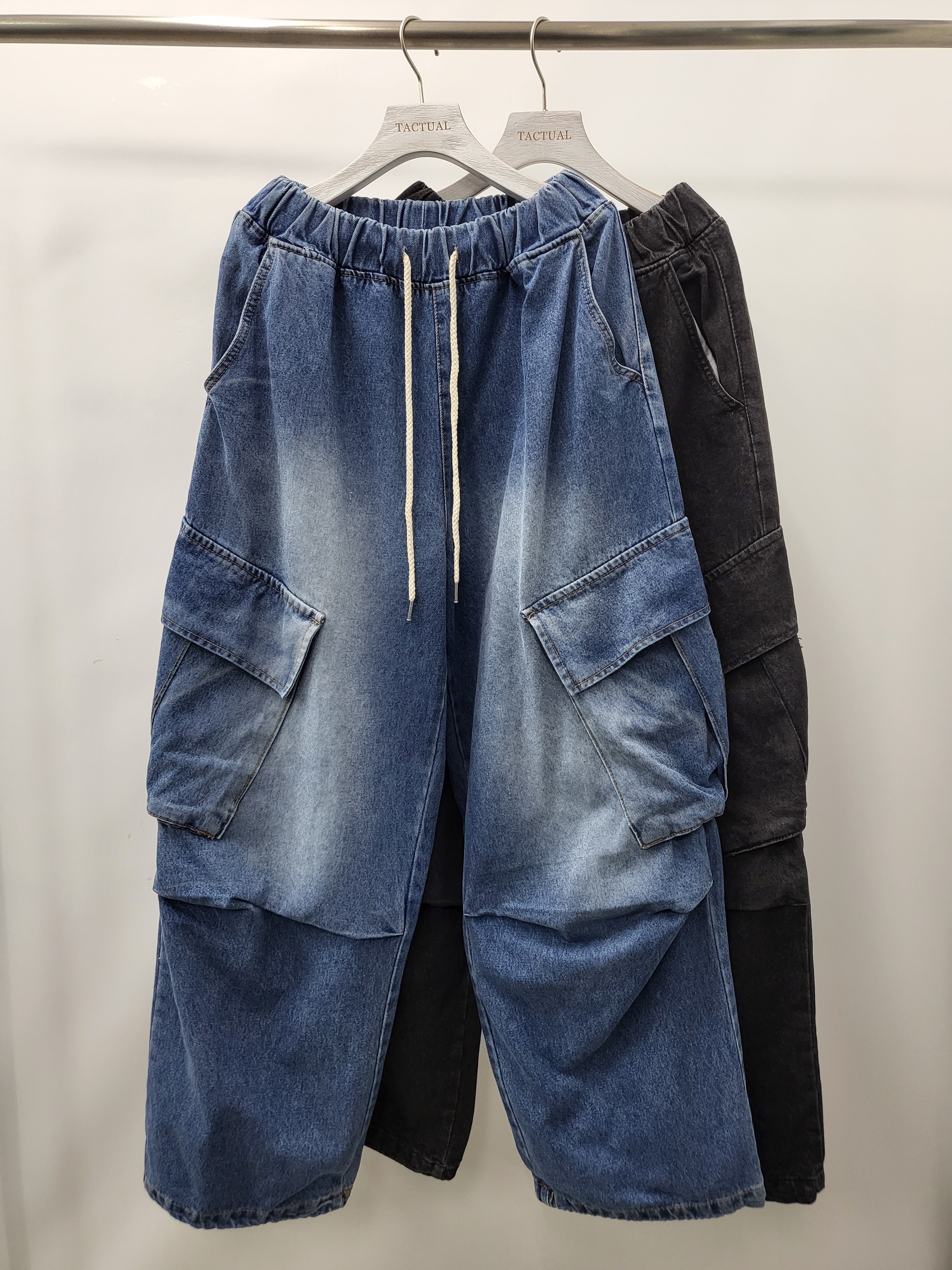 洗水超鬆身工裝牛仔褲 P2598