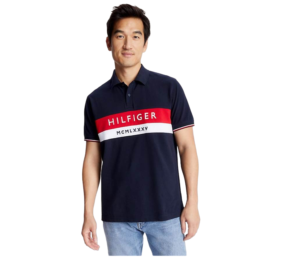 【Tommy Hilfiger Outlet】Regular Fit Embroidered Hilfiger Polo 78J9452410 深藍