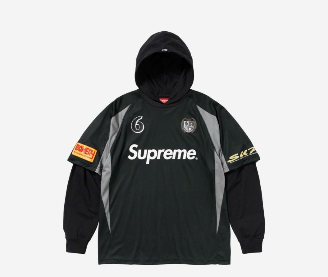 SUPREME HOODED SOCCER JERSEY 足球衣 假兩件式 長袖