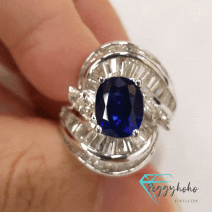 18K White Gold 2.78ct Sapphire and Diamond Ring