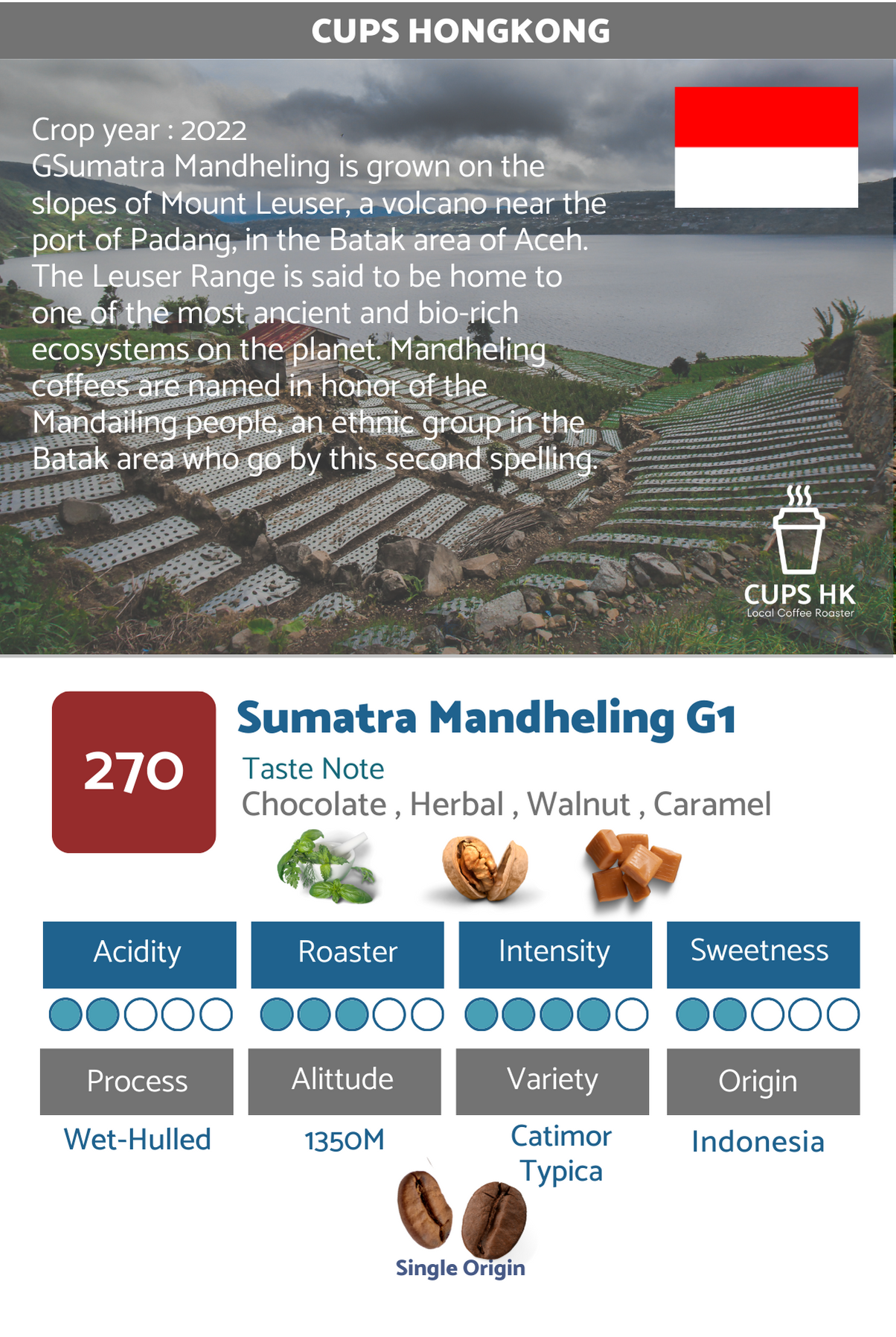 270 Indonesia Sumatra Mandheling G1 蘇門答臘曼特寧 G1