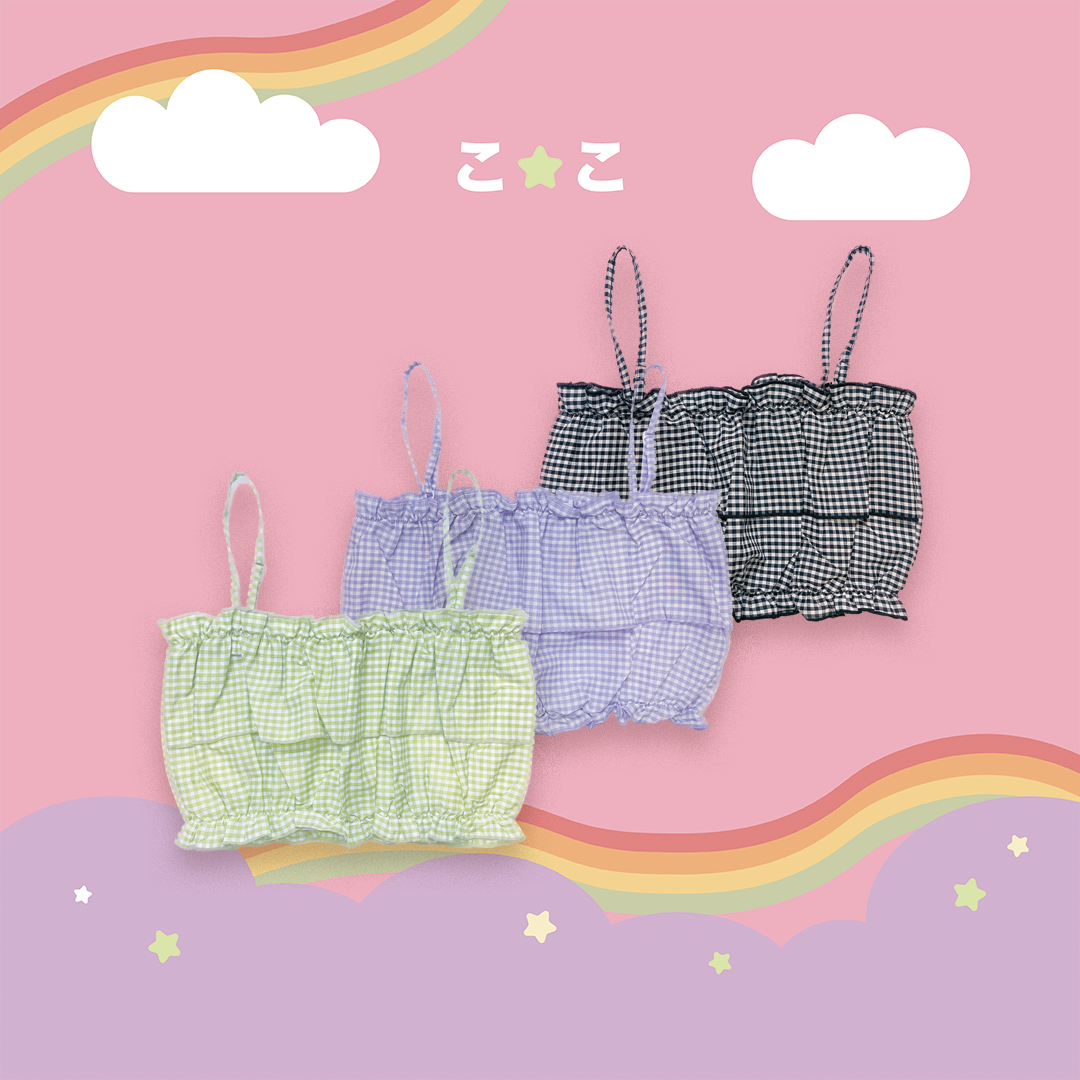 こ♡こ 格子花邊背心