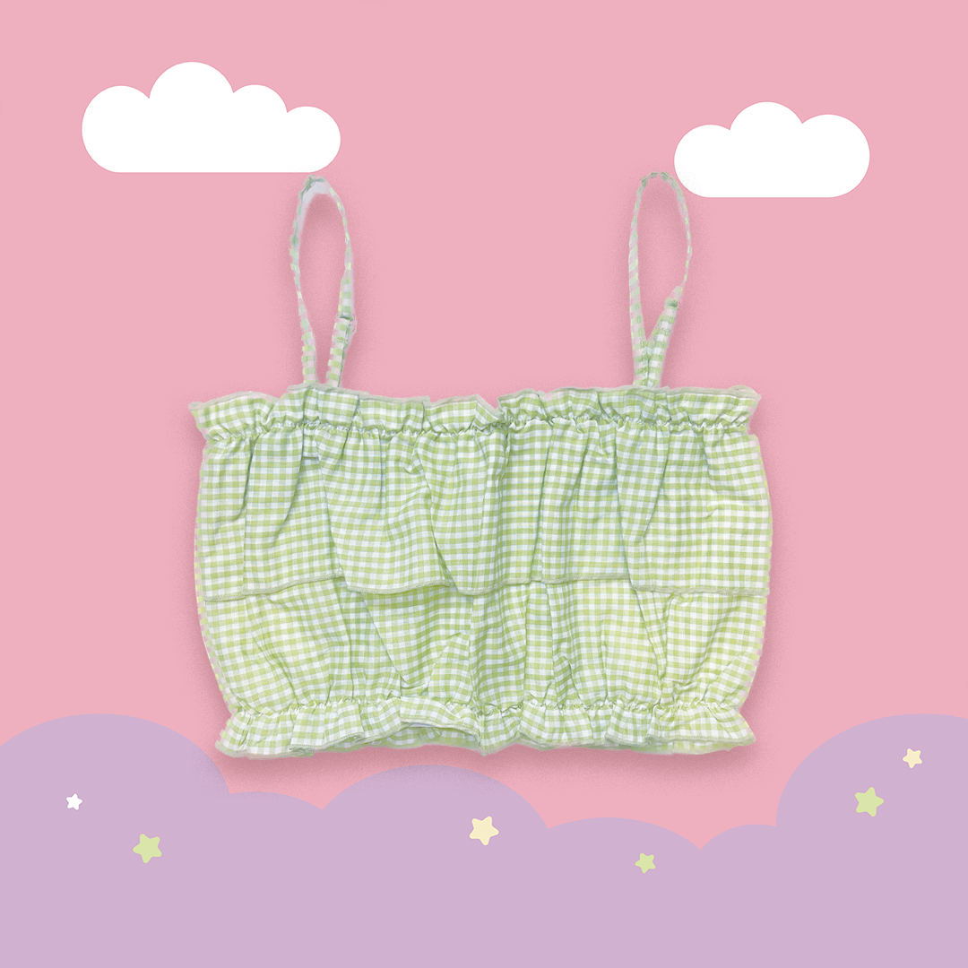 こ♡こ 格子花邊背心