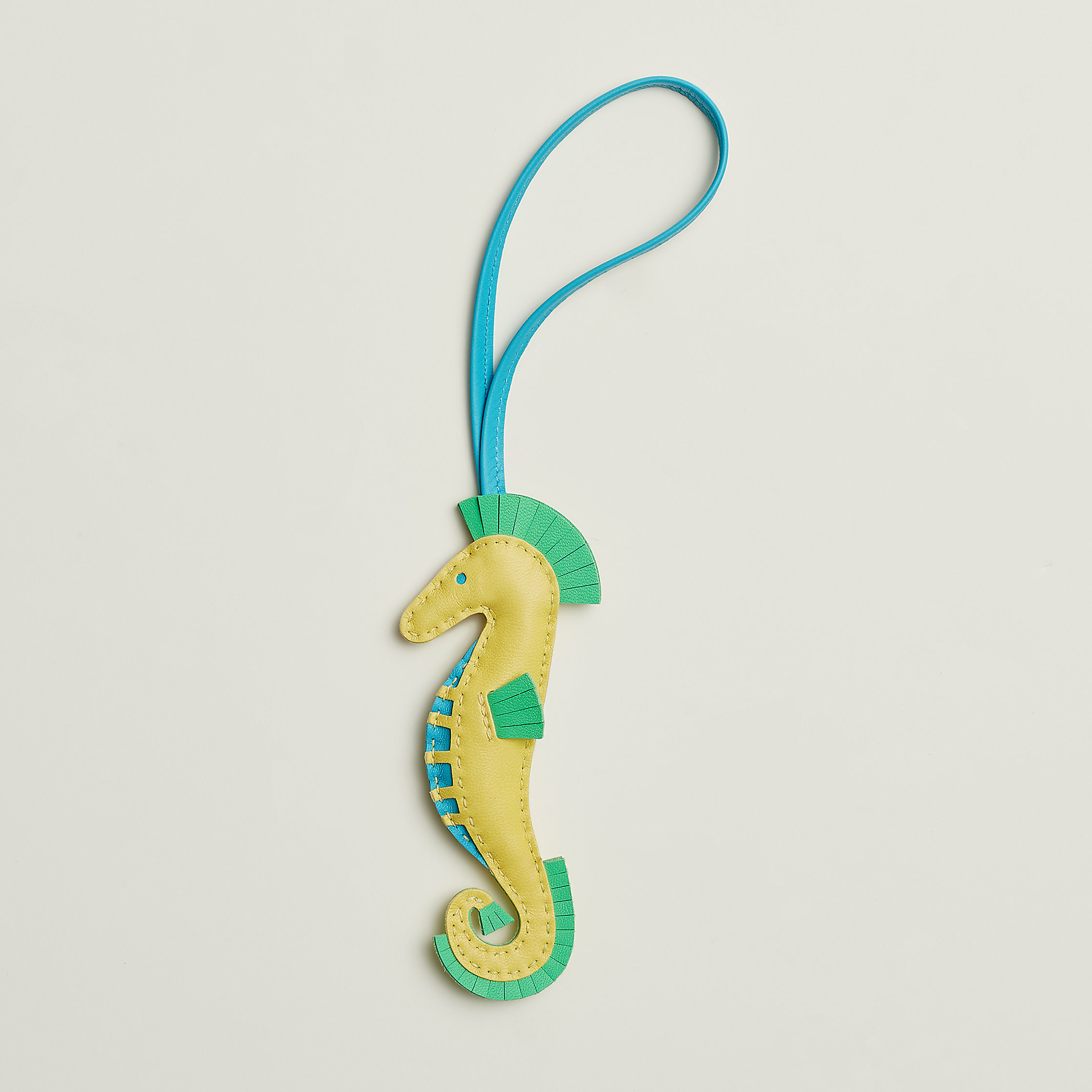Hermes seahorse charm lime/ vert comics/bleu