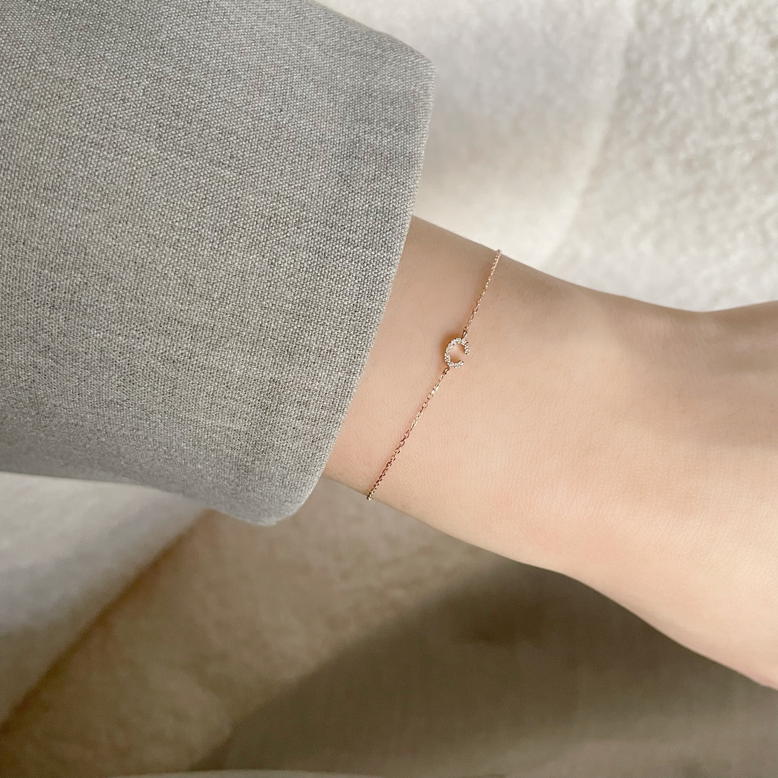 14k字母pave真鑽手鍊-C