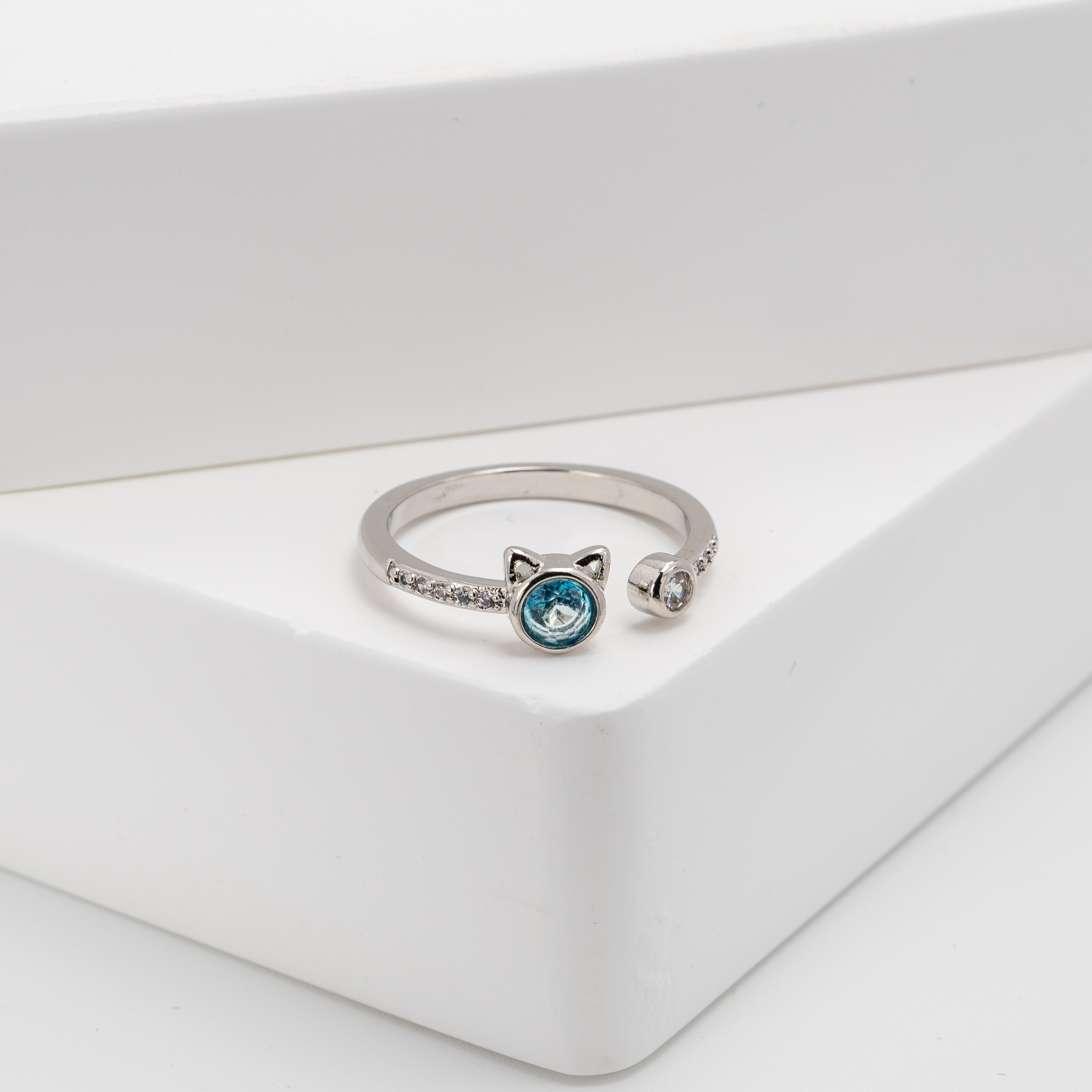 【托帕石】小貓咪小碎鑽戒指