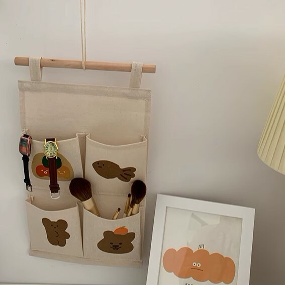 《3020》小文青日式棉麻四格掛袋收納