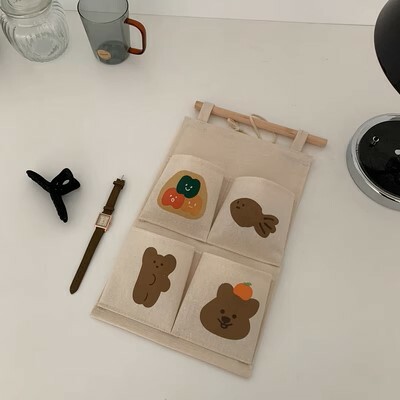 《3020》小文青日式棉麻四格掛袋收納