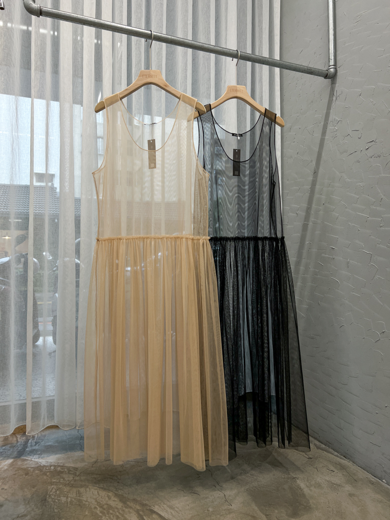 0819透紗連身造型洋裝(杏)