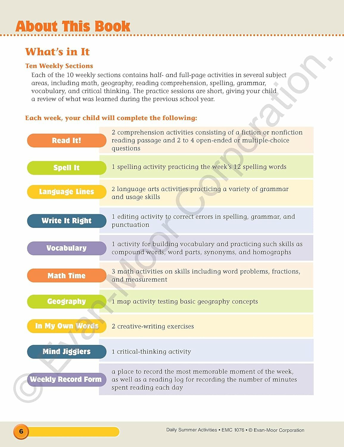 Evan-Moor Daily Summer Activities, Grade 5-6 Paperback – Student Edition