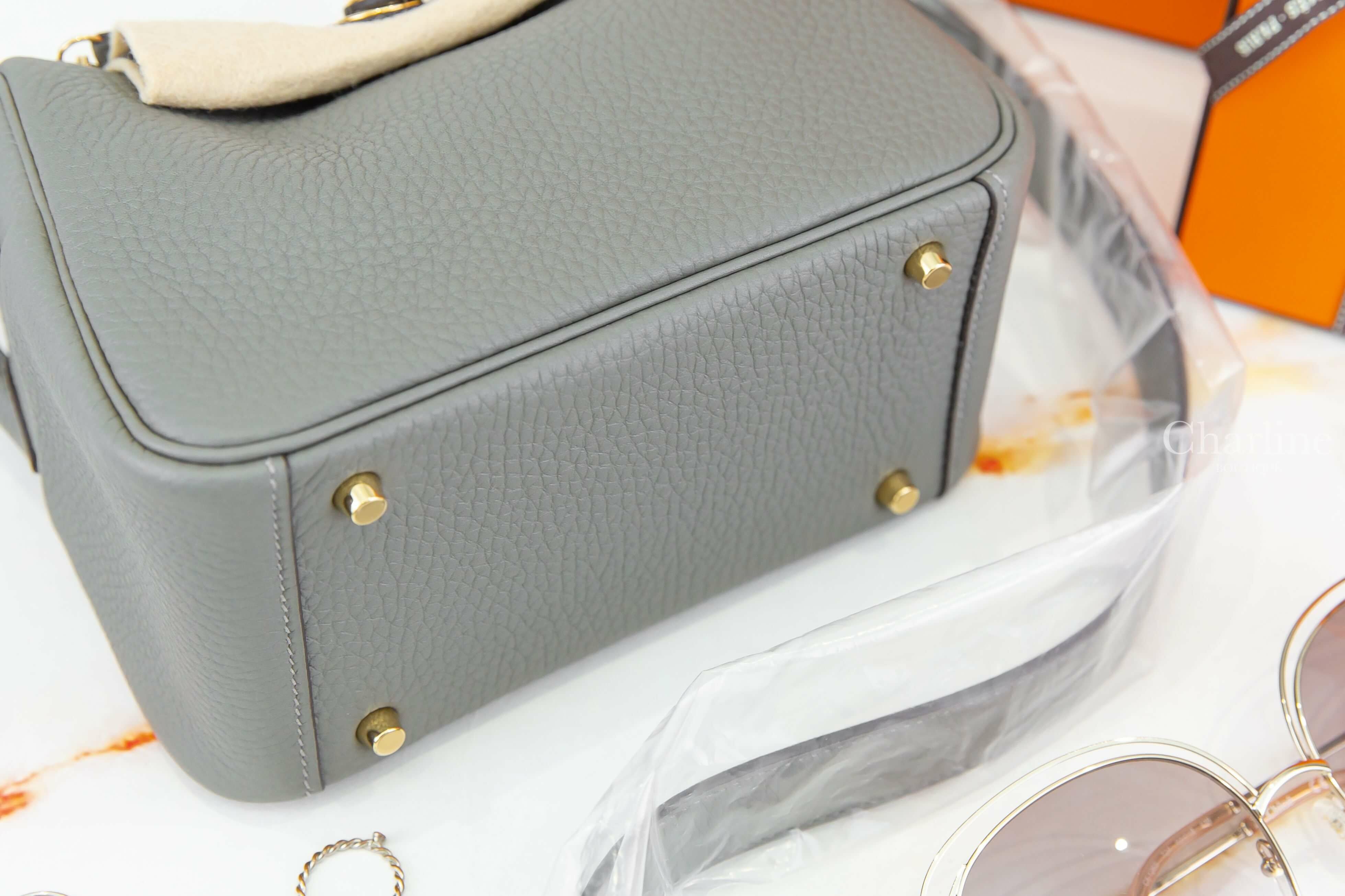 Hermès Lindy Mini 0L Gris Meyer Taurillon Clemence U刻積雨雲灰金釦-Charline Boutique 精品代購