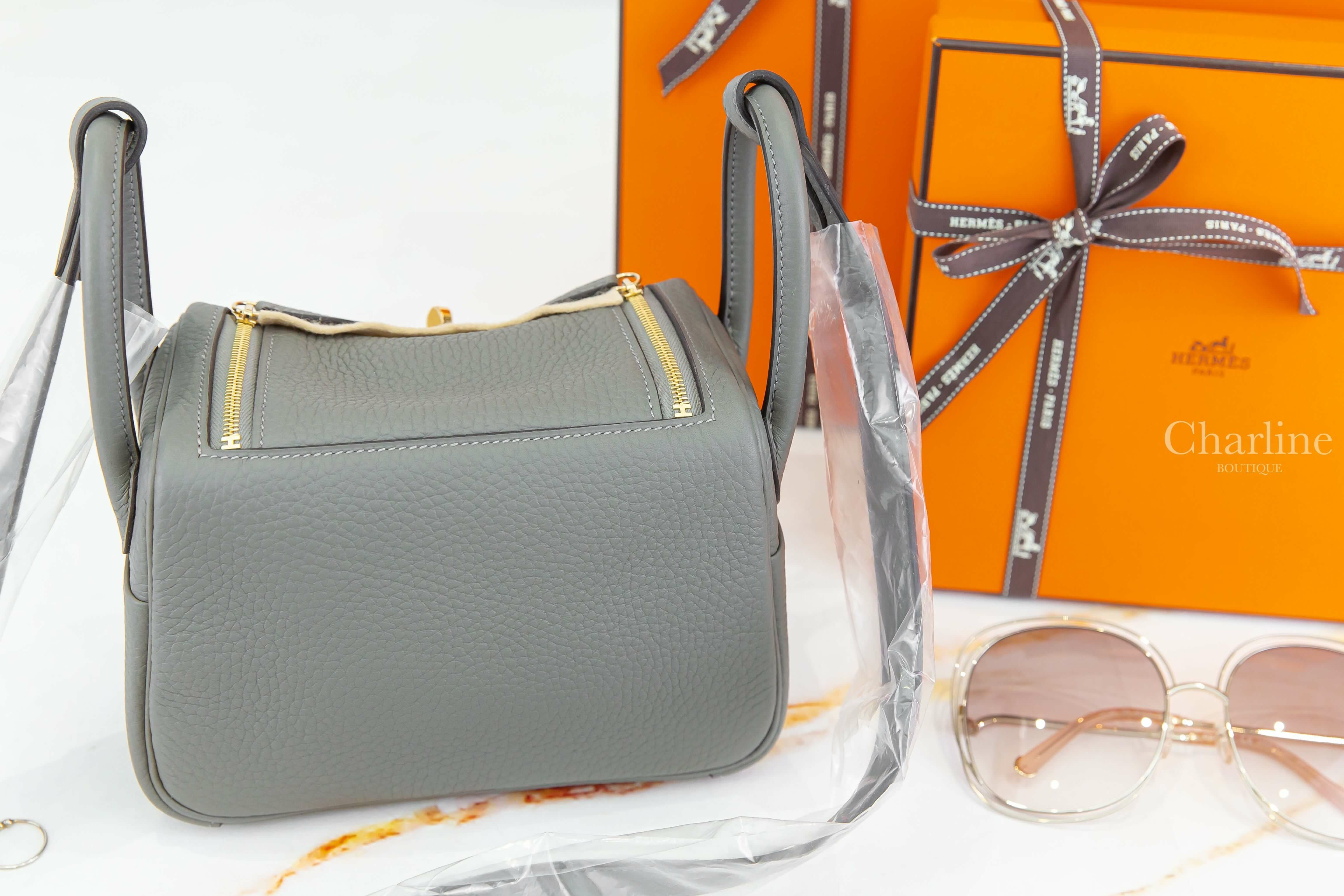 Hermès Lindy Mini 0L Gris Meyer Taurillon Clemence U刻積雨雲灰金釦-Charline Boutique 精品代購