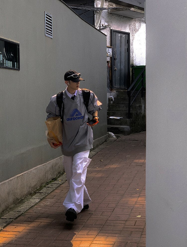 Aurocean 寬鬆棒球領尼龍運動外罩衫