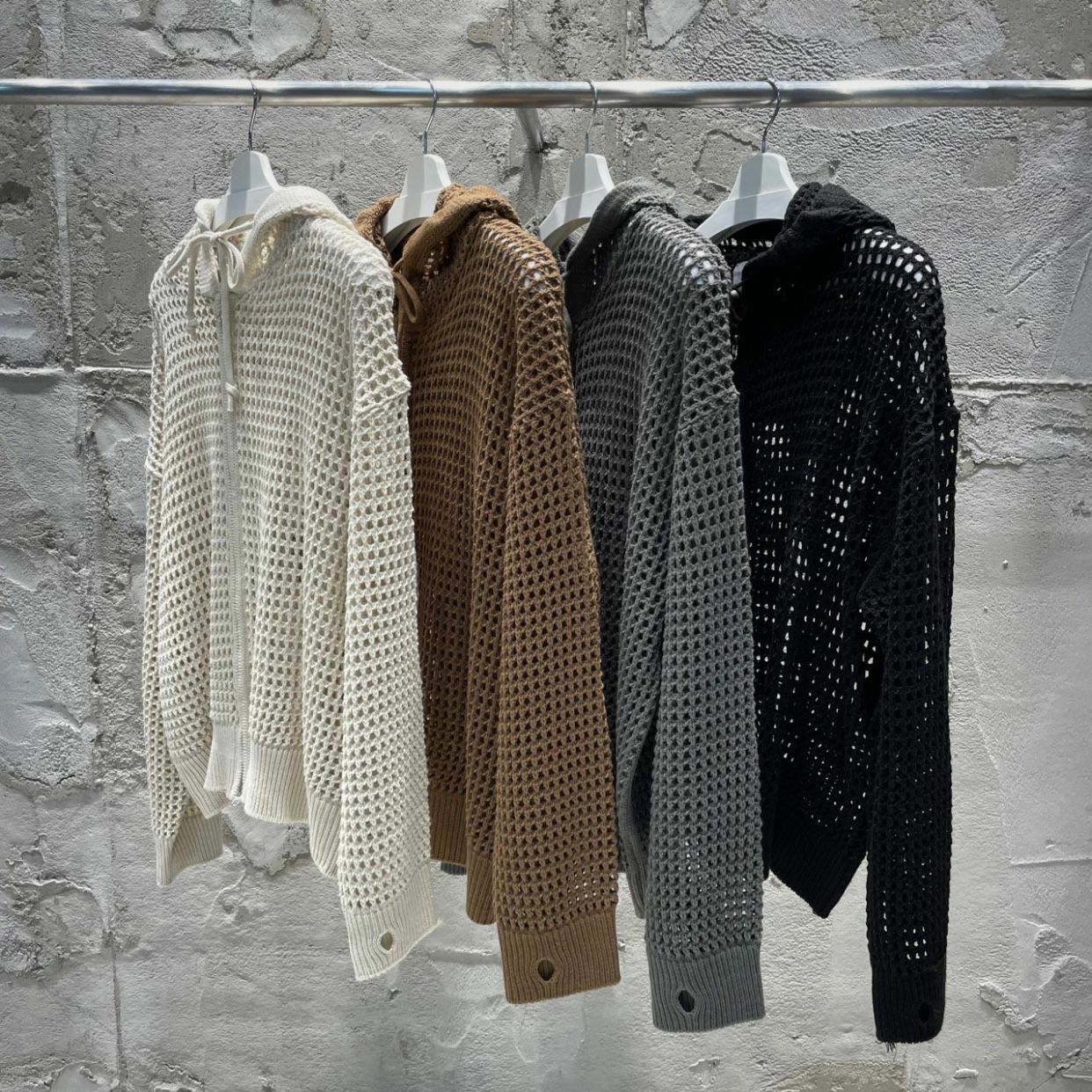 淨色連帽拉鍊針織外套 WEEKEND-001JK