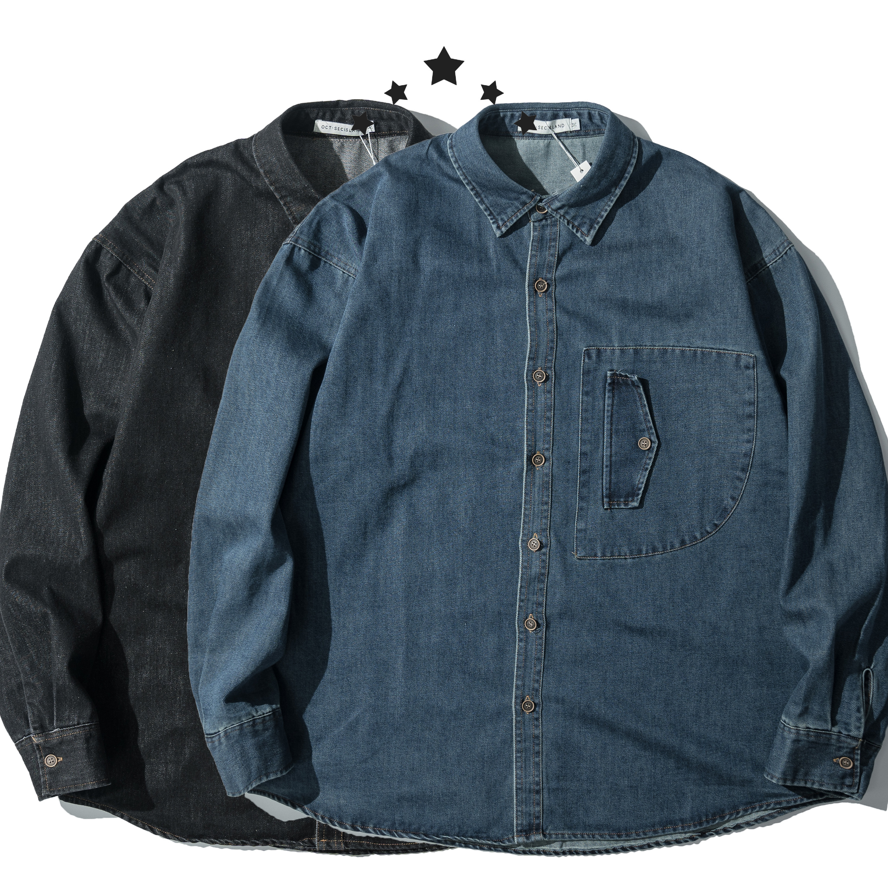 Multi Pockets Denim Shirt 顛倒口袋牛仔襯衫[O-6189]