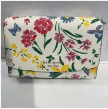 [S] KATE SPADE KB589 CARSON GARDEN BOUQUET CONVERTIBLE CROSSBODY,CREAM MULTI, 196021276163 (SKS796)