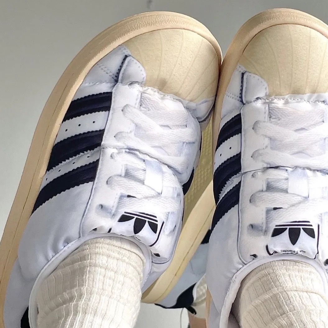 ADIDAS PUFFYLETTE SUPERSTAR 數碼印假鞋帶胖胖鞋麵包鞋男女鞋HP6697