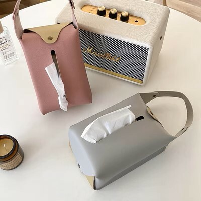 《3022》簡約拼色纸掛式皮革紙巾盒