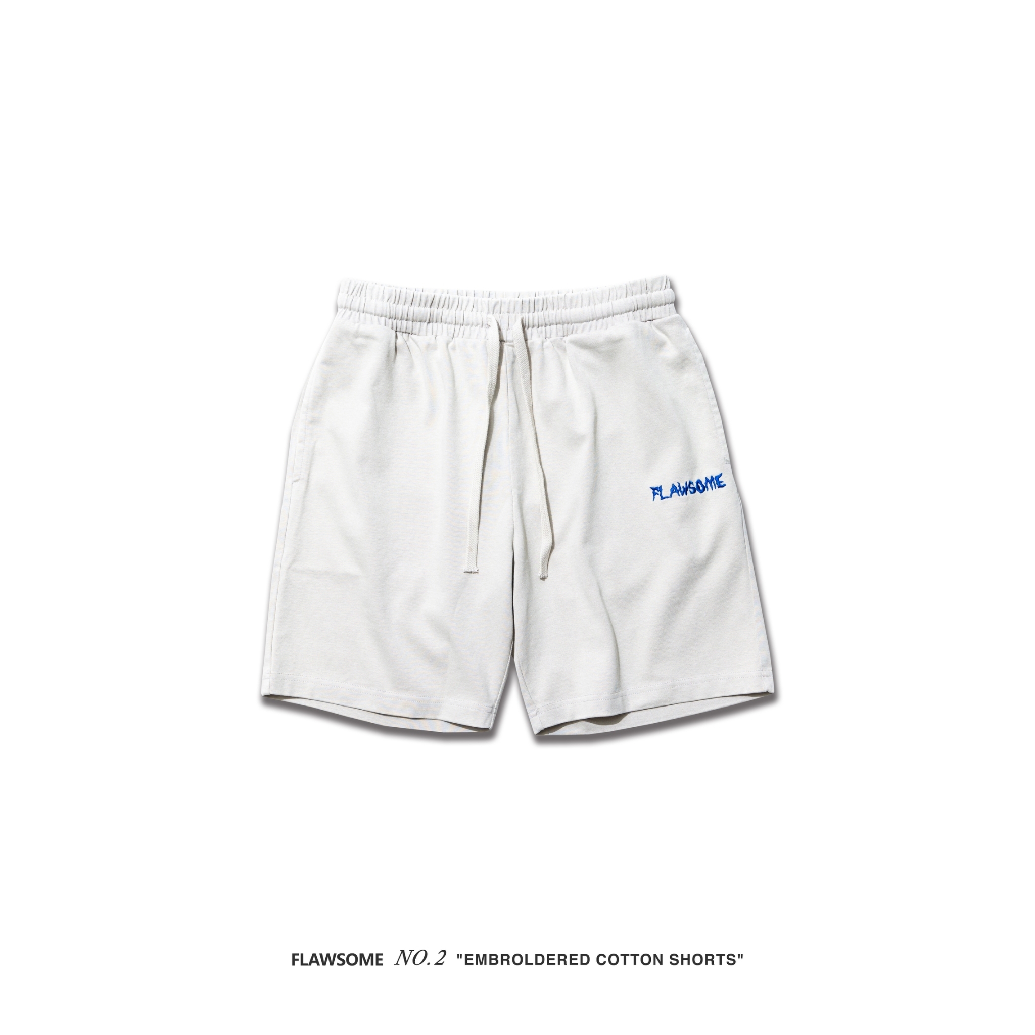 FLAWSOME NO.2 "EMBROLDERED COTTON SHORTS"灰