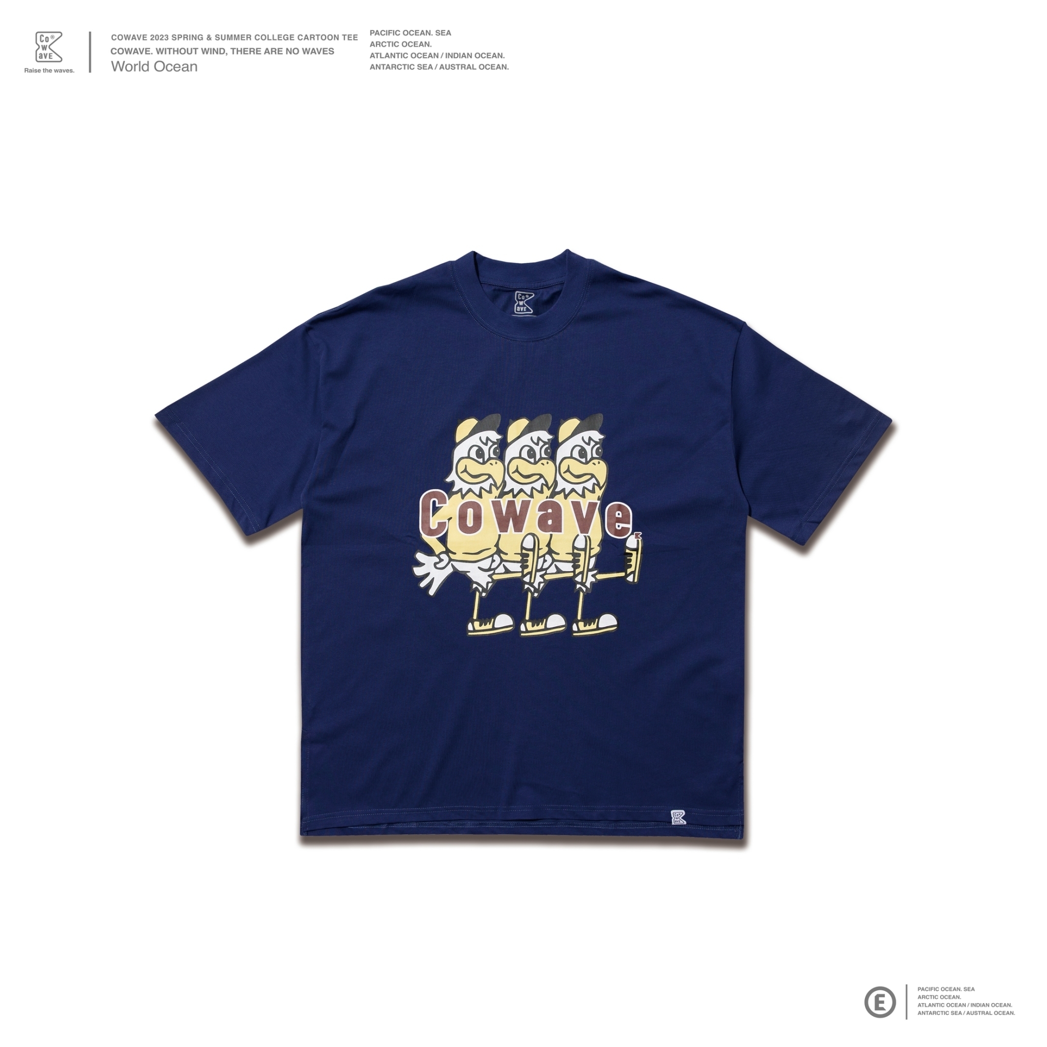 Cowave 2023 Spring & Summer College Cartoon tee 藍