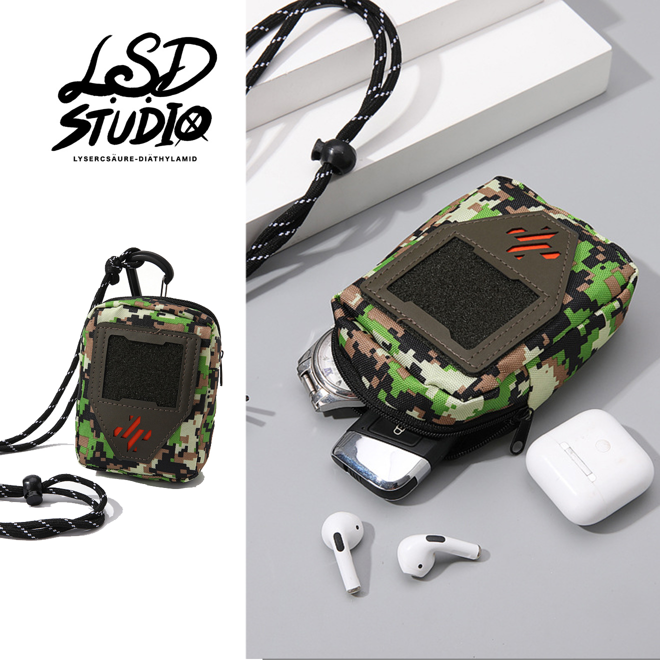 【SWMAY006】復古電動造型迷彩小掛包/零錢包/耳機包