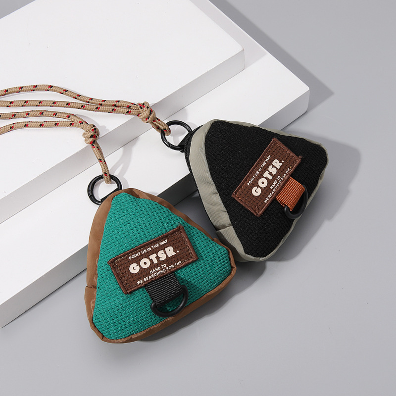 【SWMAY007】撞色三角拼接設計耳機包/鑰匙包