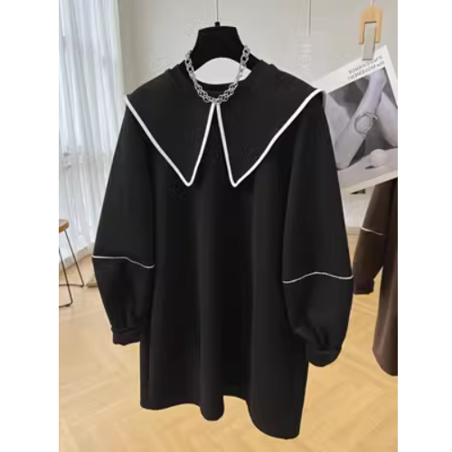 Lapel plush and thick dress