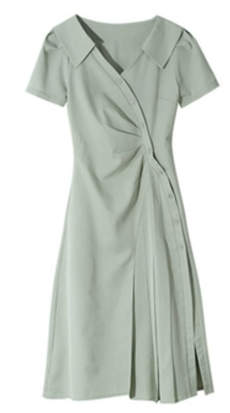 V-neck waistband slimming long skirt