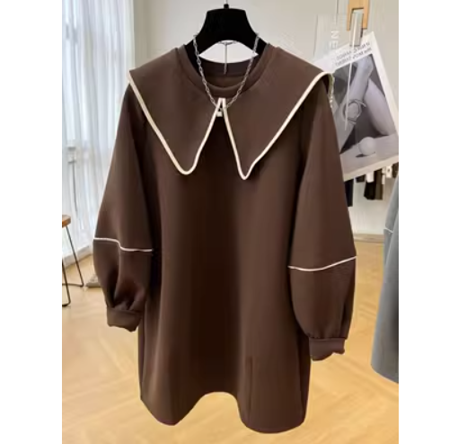 Lapel plush and thick dress