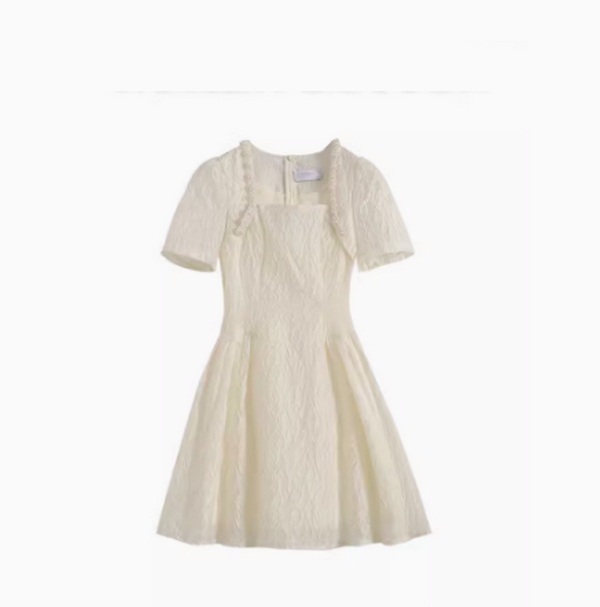 Bubble sleeved square neck dress