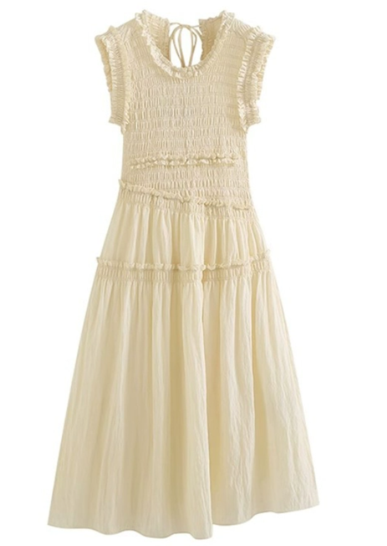 Sleeveless lace irregular dress