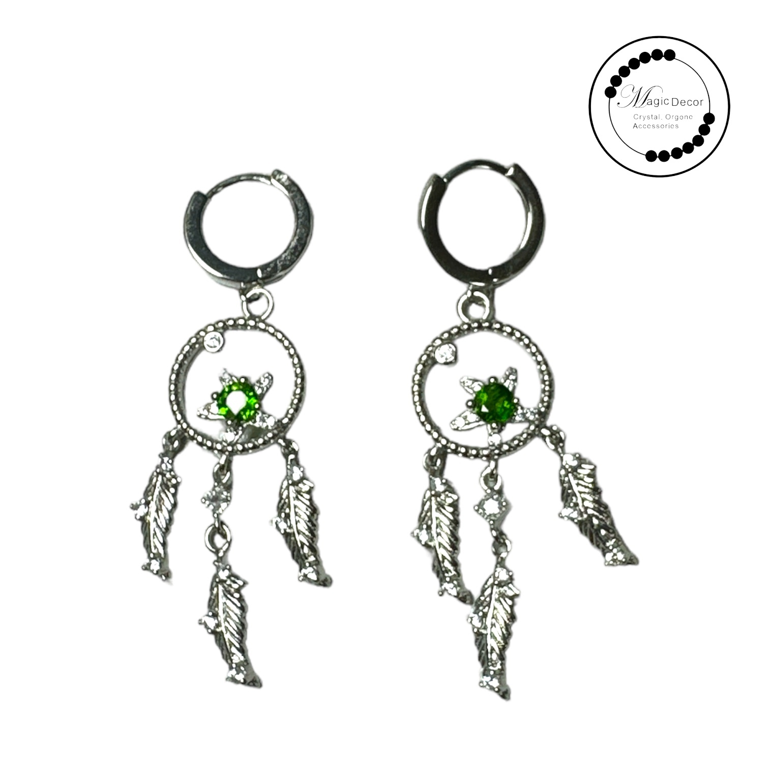 0928 - a62 捕夢網綠透輝石耳環1對