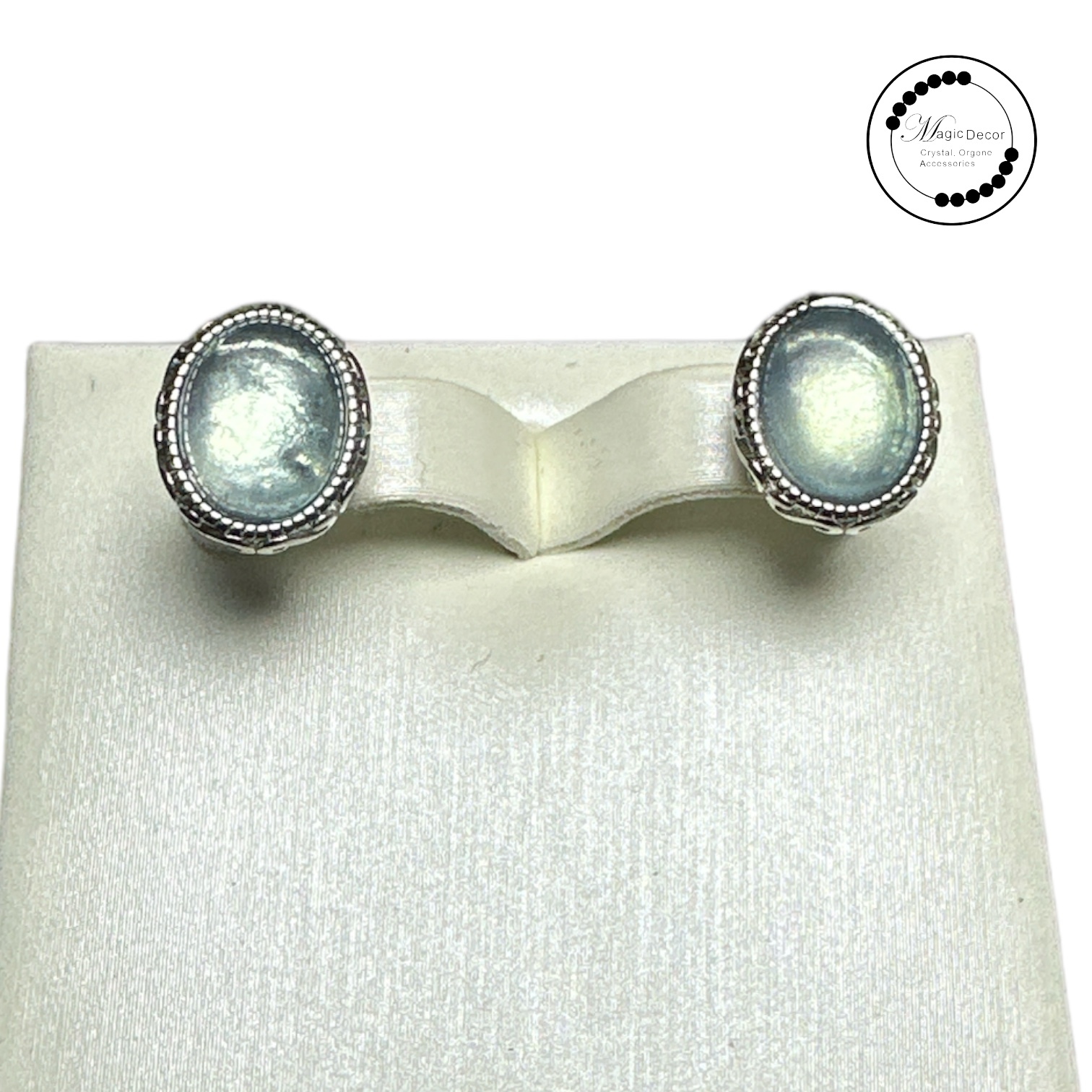 0928 - a66 魔鬼海藍寶橢圓耳釘1對