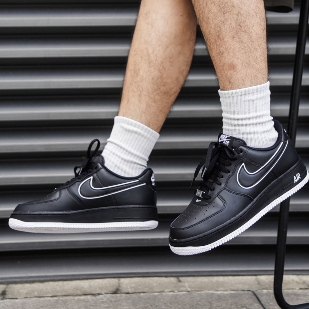Nike Air Force 1 Low Black 黑色白滾邊 皮革 復古休閒鞋