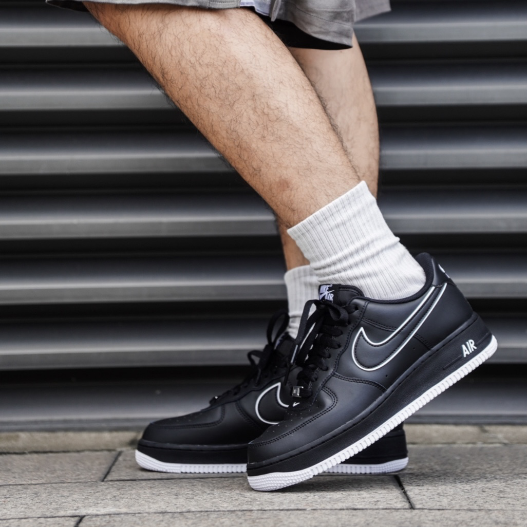 Nike Air Force 1 Low Black 黑色白滾邊 皮革 復古休閒鞋