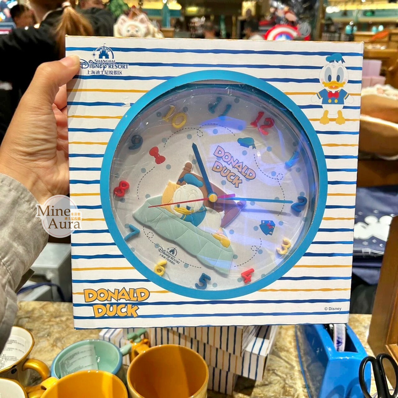 唐老鴨 Donald 趴趴 趴姿 睡顏 圖案 圓形 時鐘 -上海迪士尼樂園