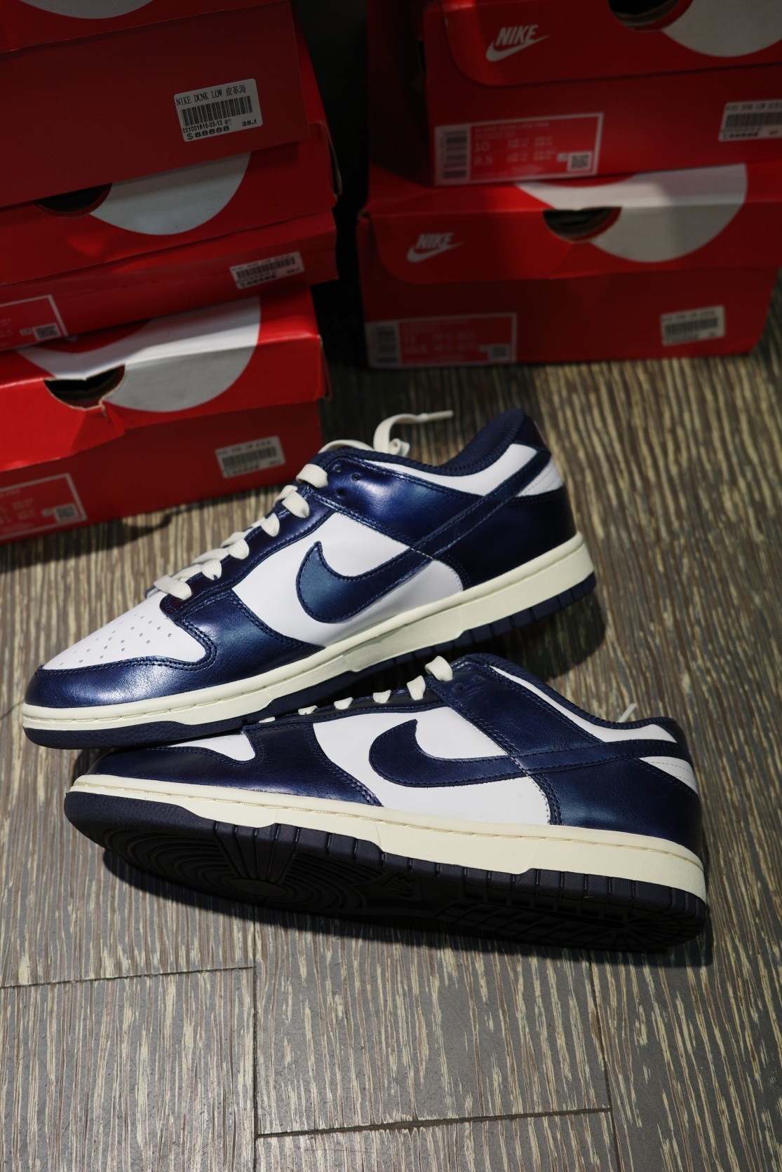NIKE DUNK LOW 復古皮革海軍藍 深藍奶油底 現貨供應 (FN7197-100)