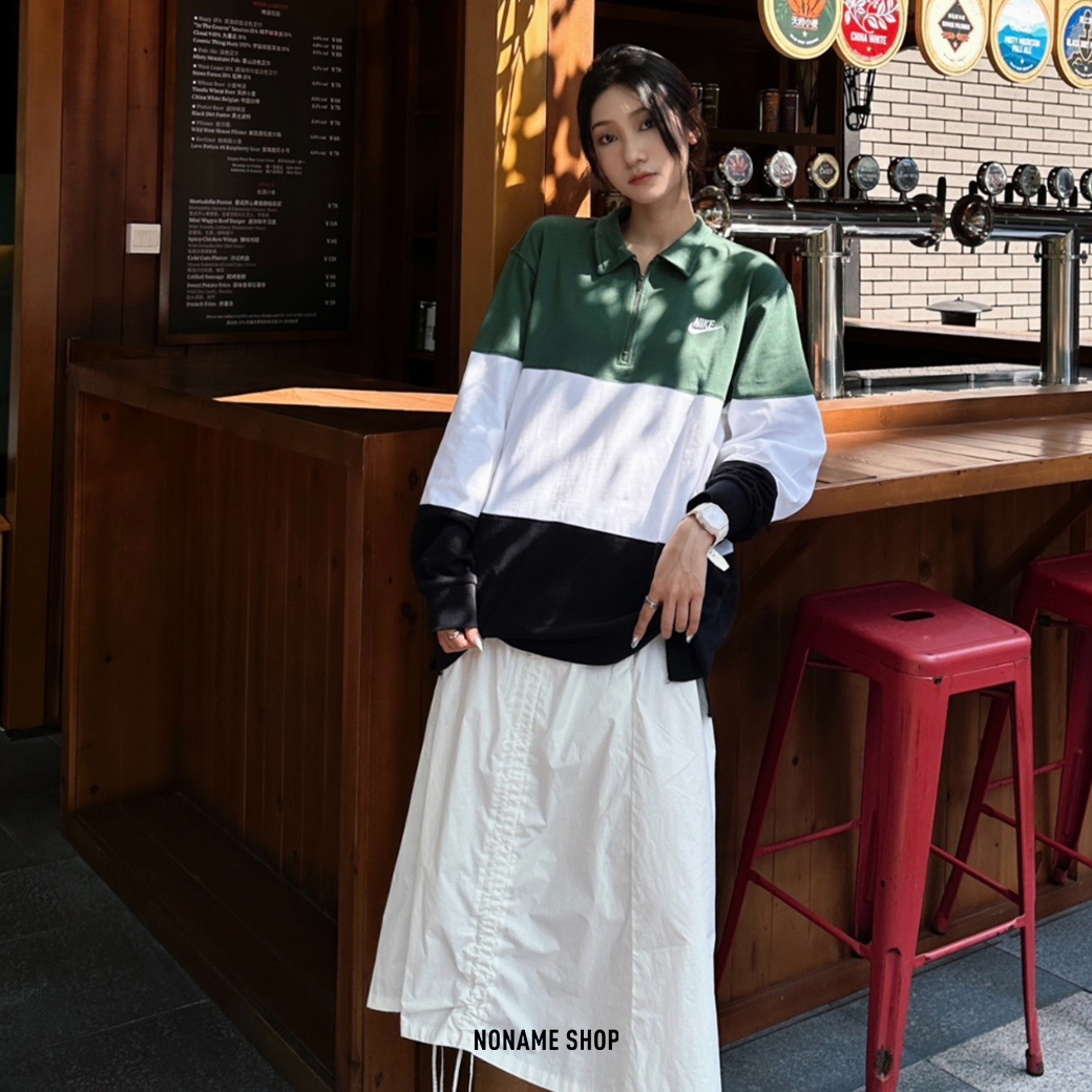 NIKE CLUB+ 美式 復古 撞色 半截式 拉鍊 長袖 兩色 (男款)