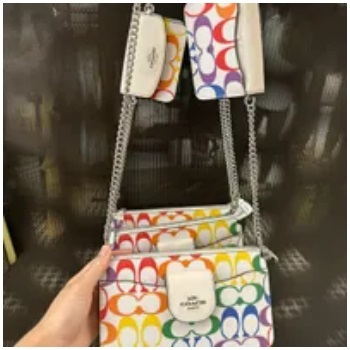 [S] COACH C4697 RAINBOW SIGNATURE POPPY XBDY,SV/CHALK MULTI, 195031932489 (SCO456)