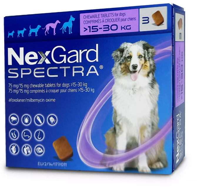 NexGard SPECTRA® 15-30kg 驅蟲 咀嚼片  $540