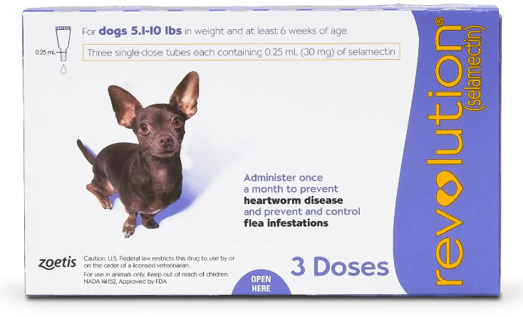 Revolution for dogs 5.1-10lbs  (預防跳蚤、心絲蟲病、蛔蟲、鉤蟲、耳蟎)