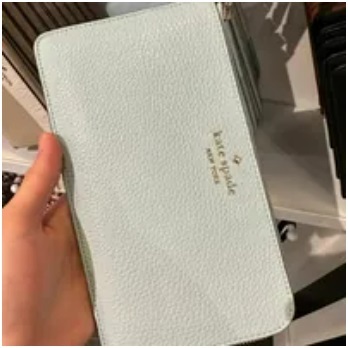 [S] KATE SPADE KE574 LUCY PEBBLED LEATHER MED LZIP WRST,DEWY BLUE, 196021345104 (SKS802)