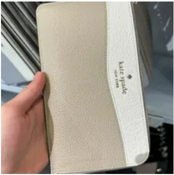 [S] KATE SPADE KE575 LUCY COLORBLOCK PEBBLED MED LZIP WRST,LIGHT SAND, 196021344961 (SKS807)