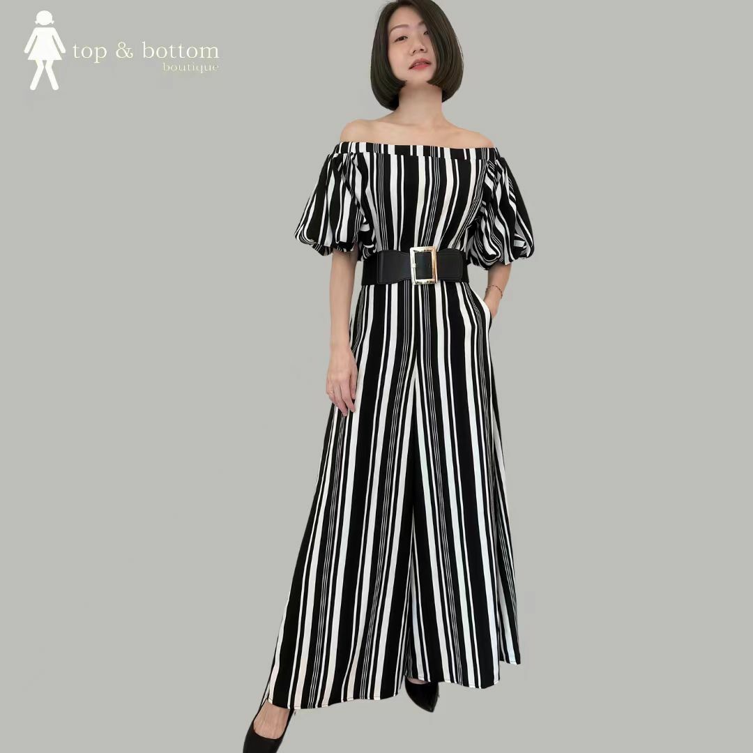 2 TONE WIDE LEG LONG JUMPSUIT