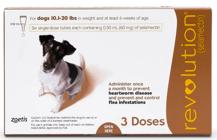 Revolution for dogs 10.1-20lbs  (預防跳蚤、心絲蟲病、蛔蟲、鉤蟲、耳蟎)