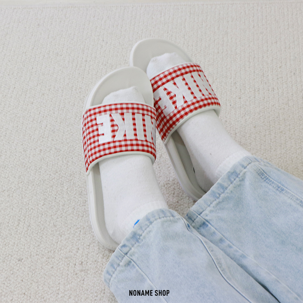 NIKE OFFCOURT SLIDE PRNT 拖鞋 紅格紋 (女款)