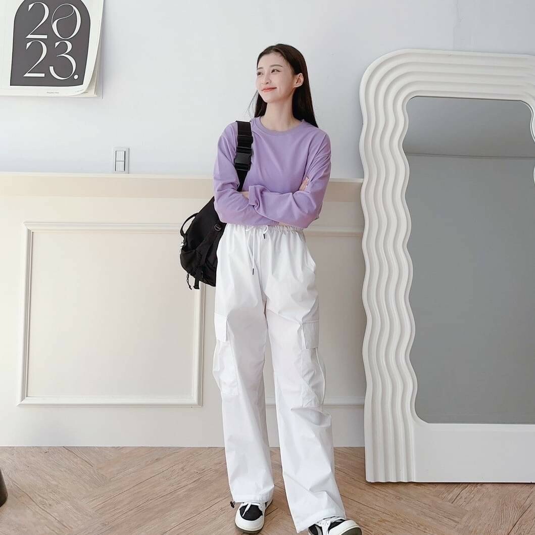 #1716 Y2K 拉繩寬版工裝長褲