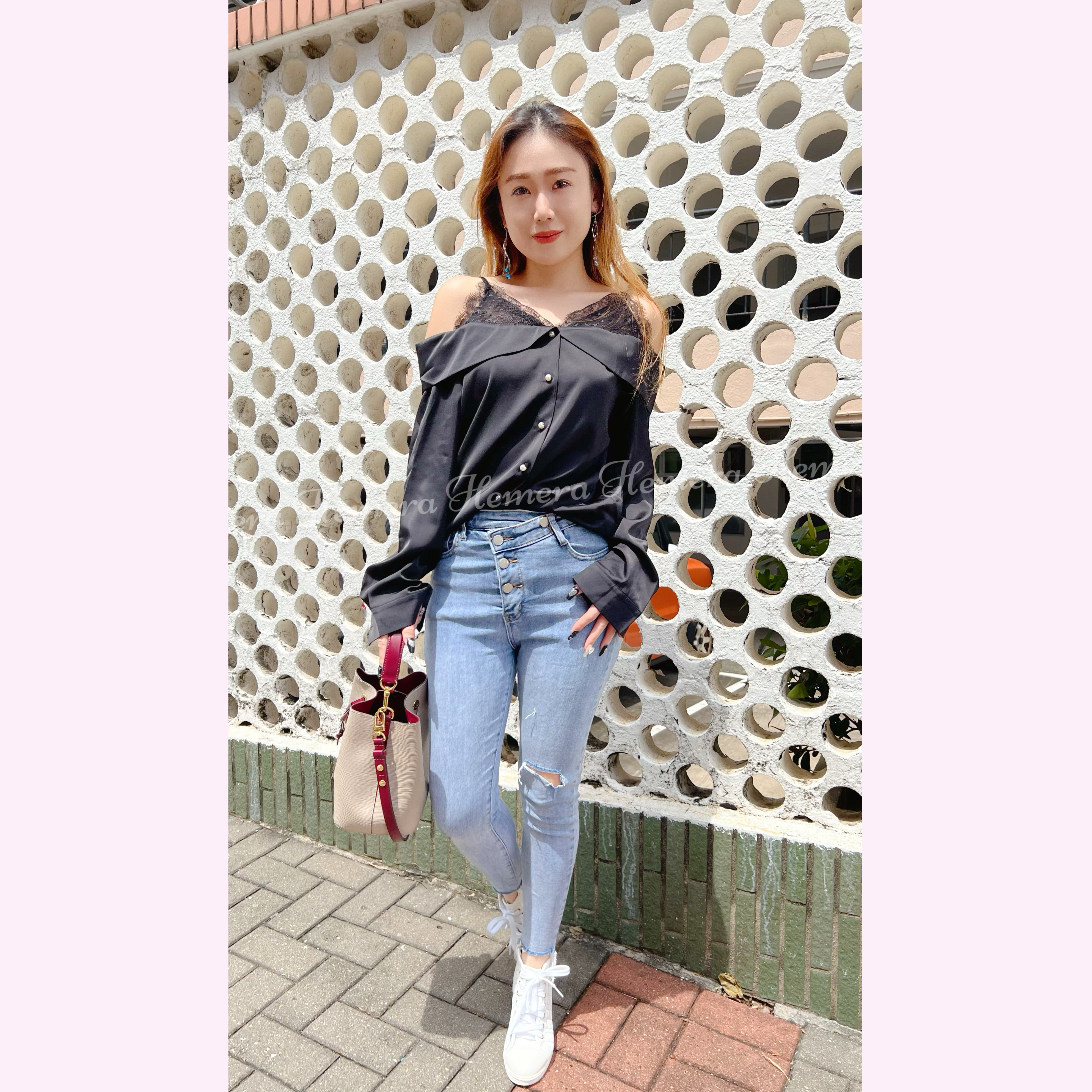 TP23S0956 絲質假兩件LACE上身