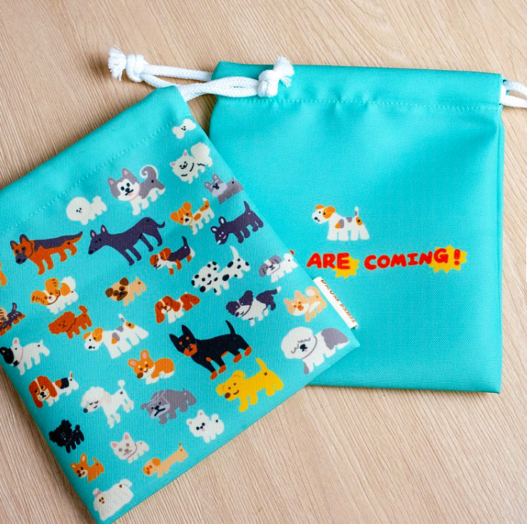 狗狗朋友 防潑水束口收納袋｜微醺斑比