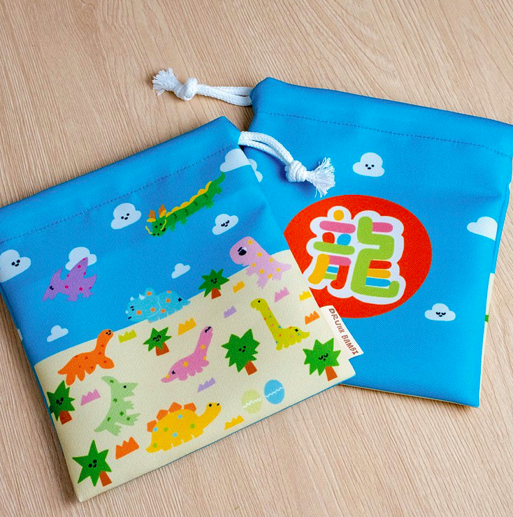 快樂恐龍 防潑水束口收納袋｜微醺斑比